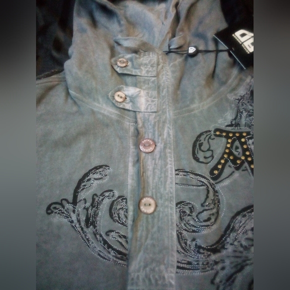 Artful Dodger Ancient Rustic Gothic Graphic Design Spray Hoodie Men's 3XL Gray - Picture 7 of 15